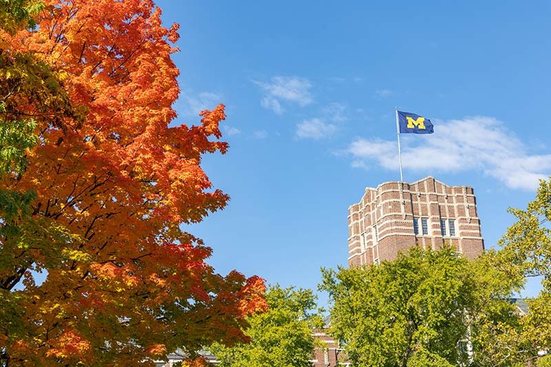 campus building in autumun photo in ann arbor michigan featuring michigan university