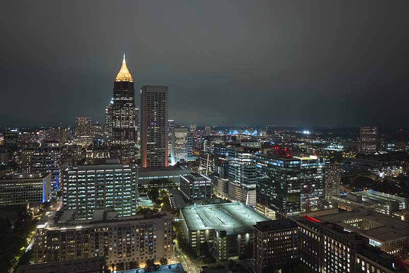 atlanta view from above at night 