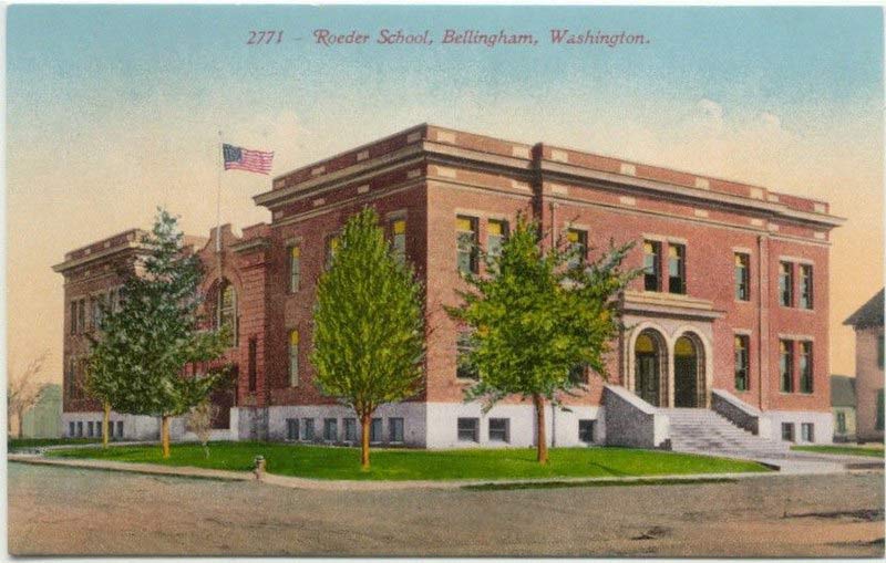 a 1910 postcard featuring Roeder School