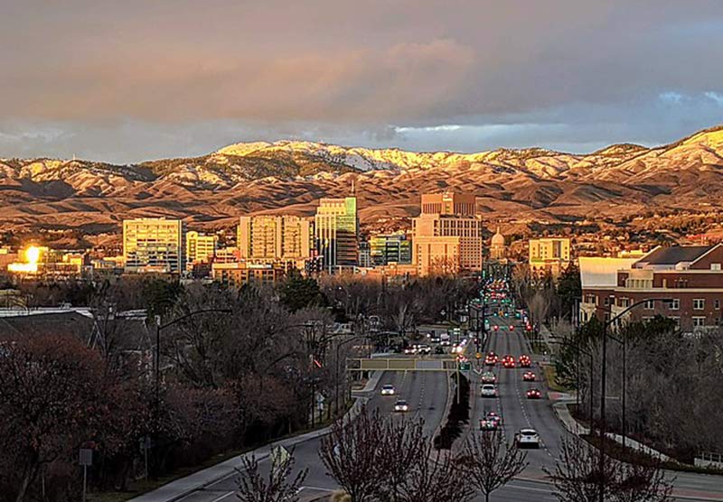 boise city view with mountains in the background
