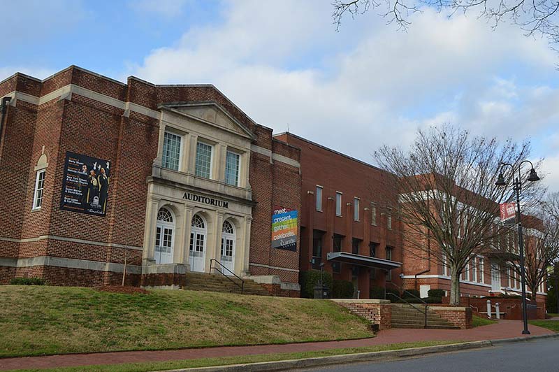 clayton elementary school complex, two posters on the front of the building, 