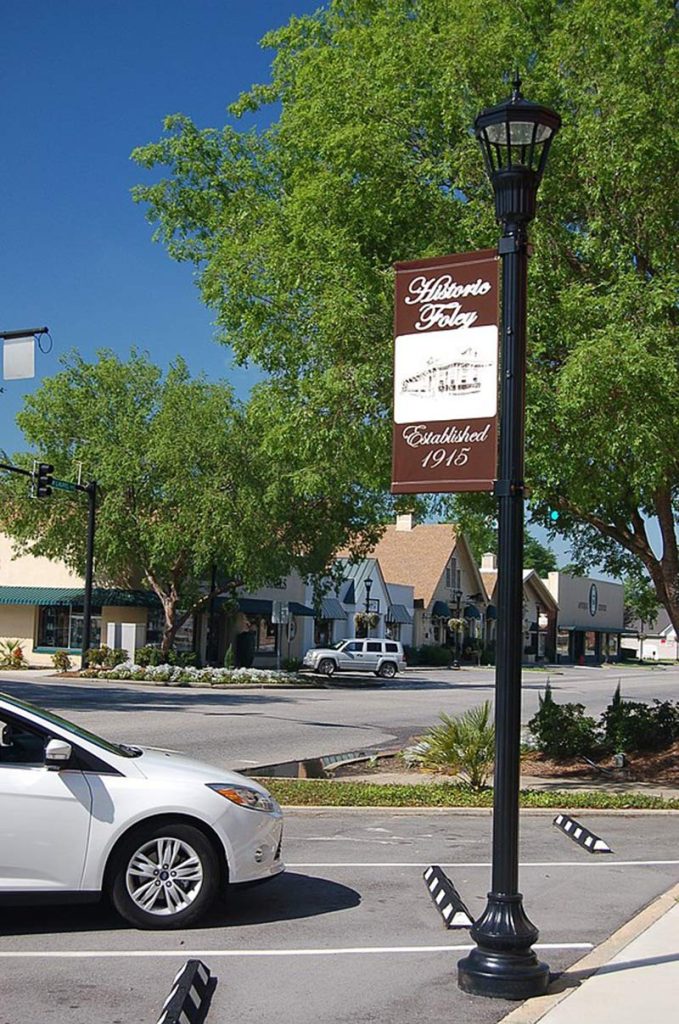 downtown foley parking lot on a sunny day 