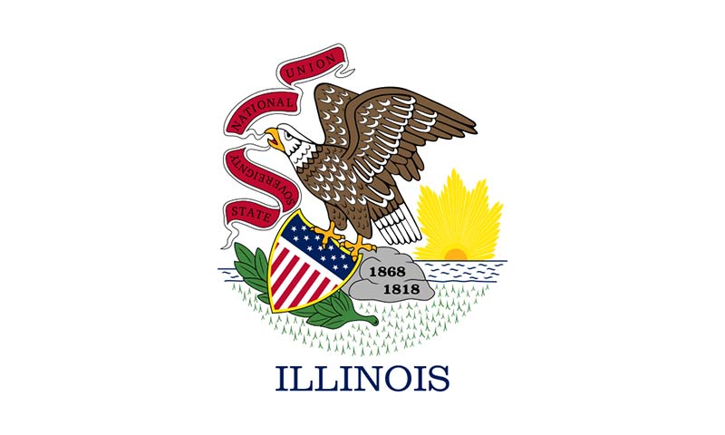 illinois state flag featuring an eagle