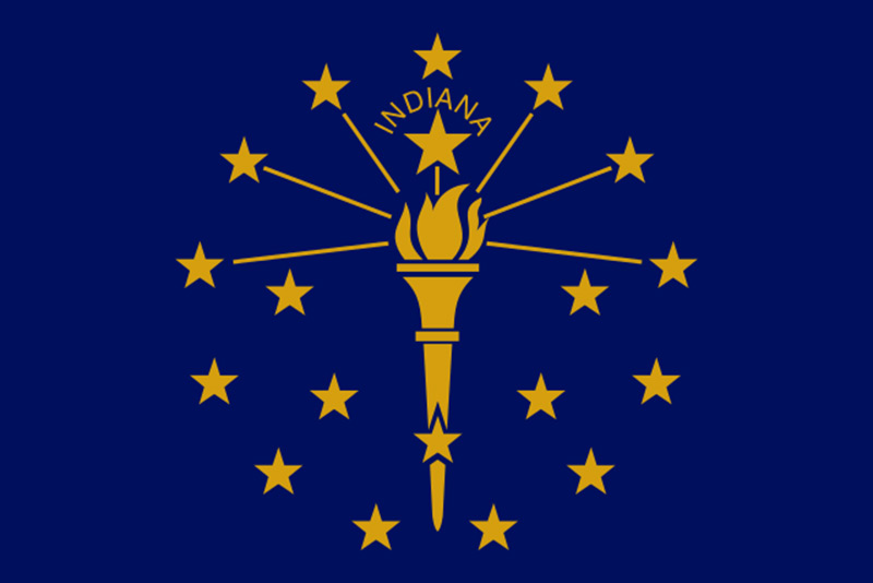 flag of indiana imitating the statue of liberty