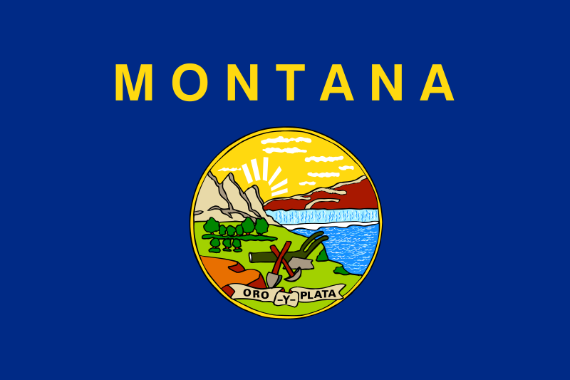 blue montana flag featuring oro y plata motto