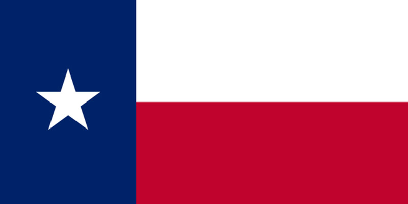 a flag of texas in three colors including blue, white and red featuring a white start on a blue background