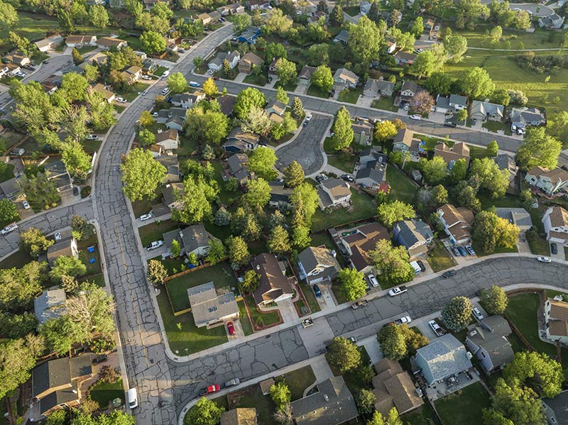 aerial view of fort collins with beautiful landscapes and lots of green spaces