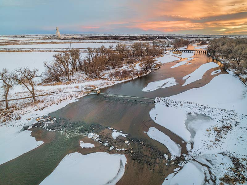 snow covered river