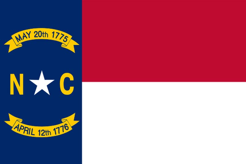 north carolina flag in blue red and white