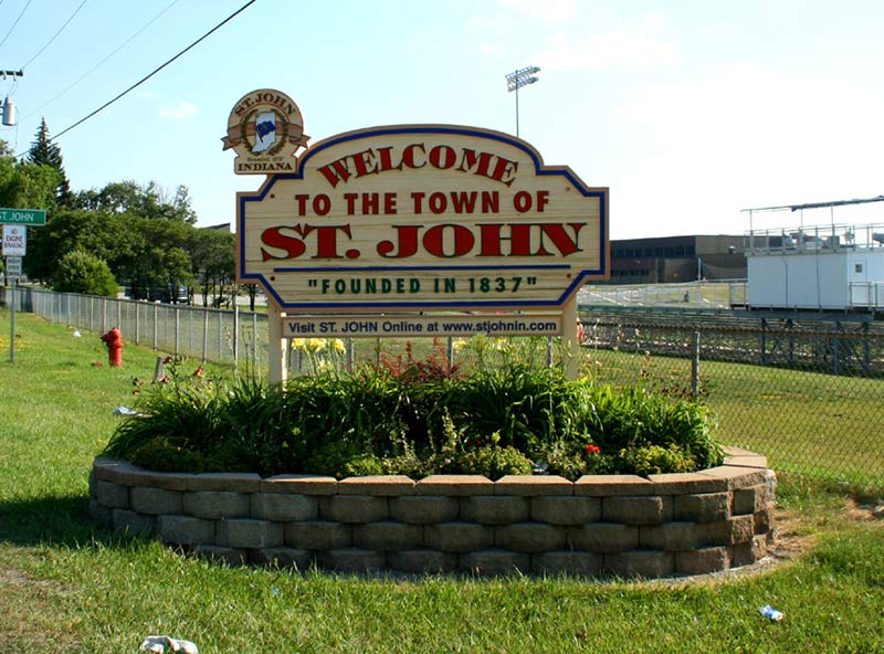 welcome sign in the town of st.john