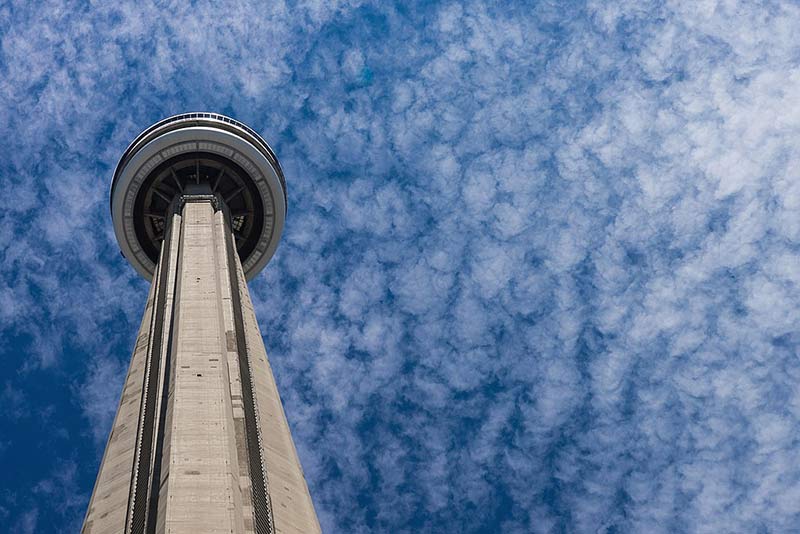 cn very long tower in a blue sky