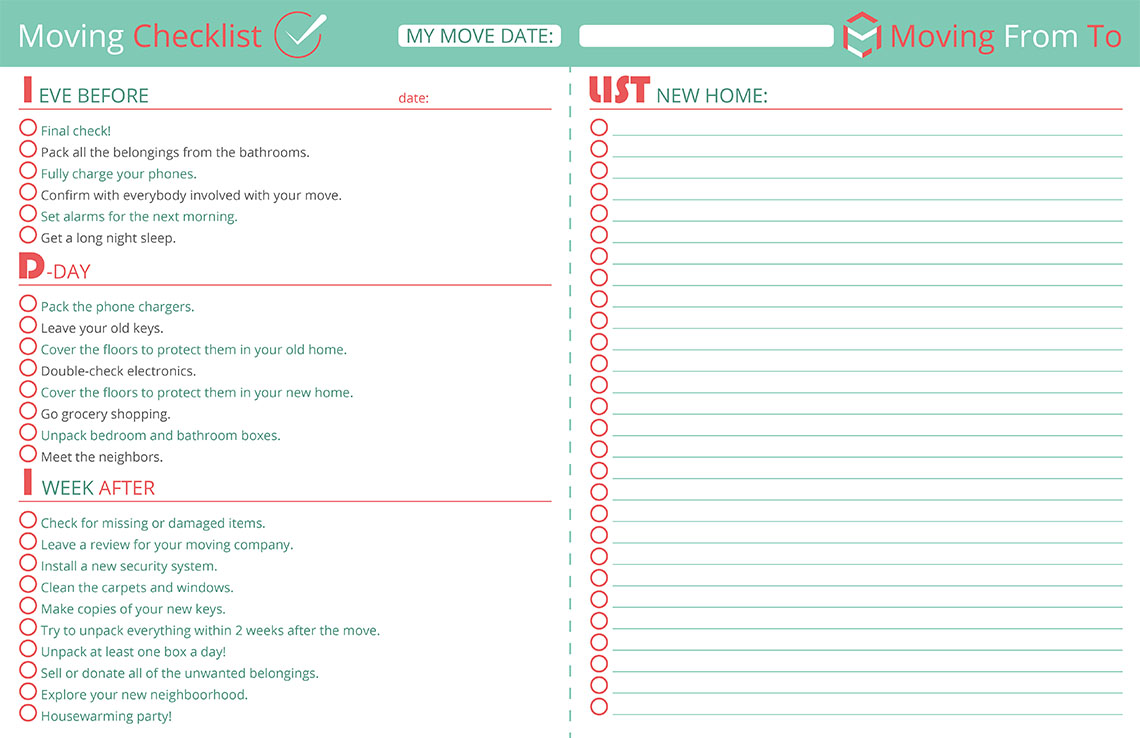 Moving Checklist Page 2